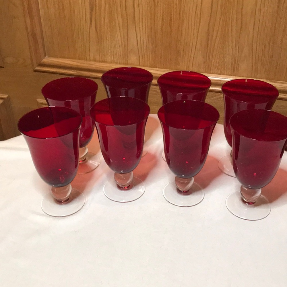 Lenox Holiday Gems Ruby Red Wine/Water Goblets - Set of 8 Vintage